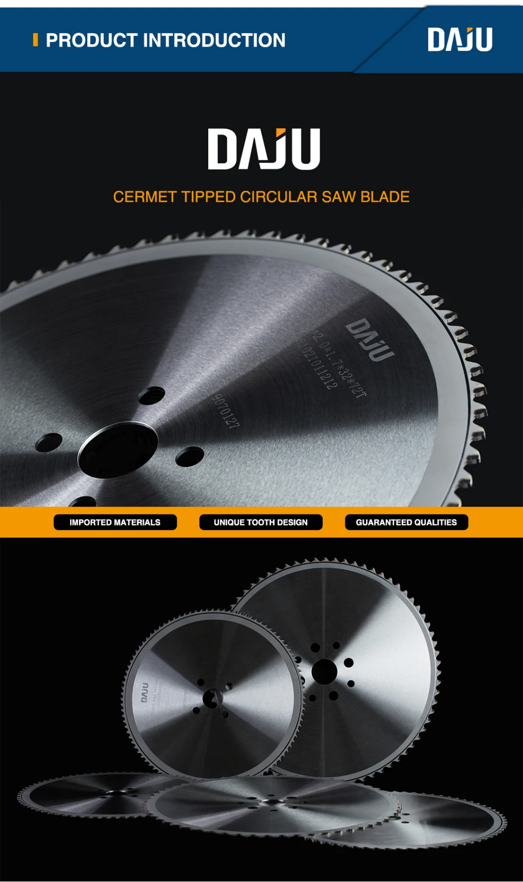 Cermet Tipped Circular Saw Blade for Metal Cutting Durable Quality Carbon Steel Cutting Cold Saw Blade
